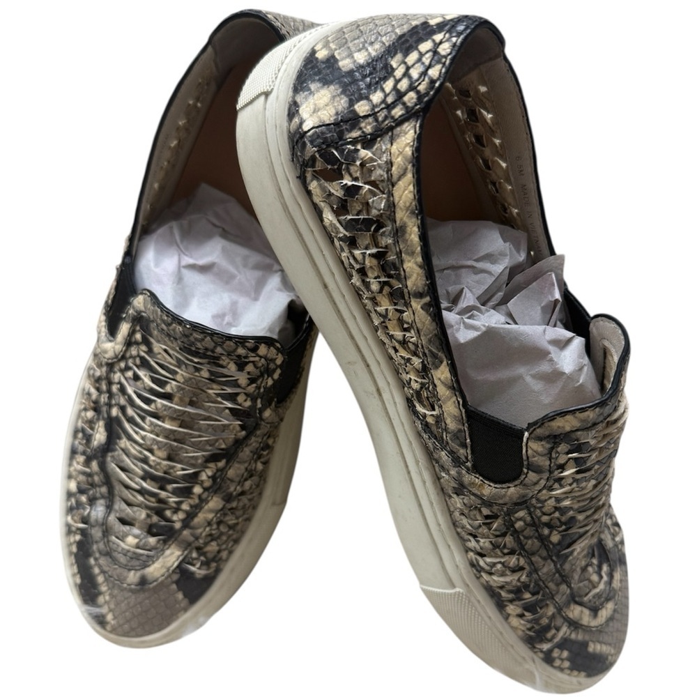 Tory Burch Snakeskin Embossed Leather Huarache Slip-On Sneaker Shoes Size 6.5